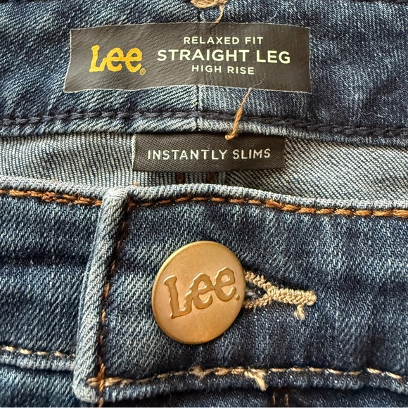 Lee Relaxed Fit Straight Leg Blue Jeans Womens Size 16 High Rise Instantly Slims - Picture 2 of 9